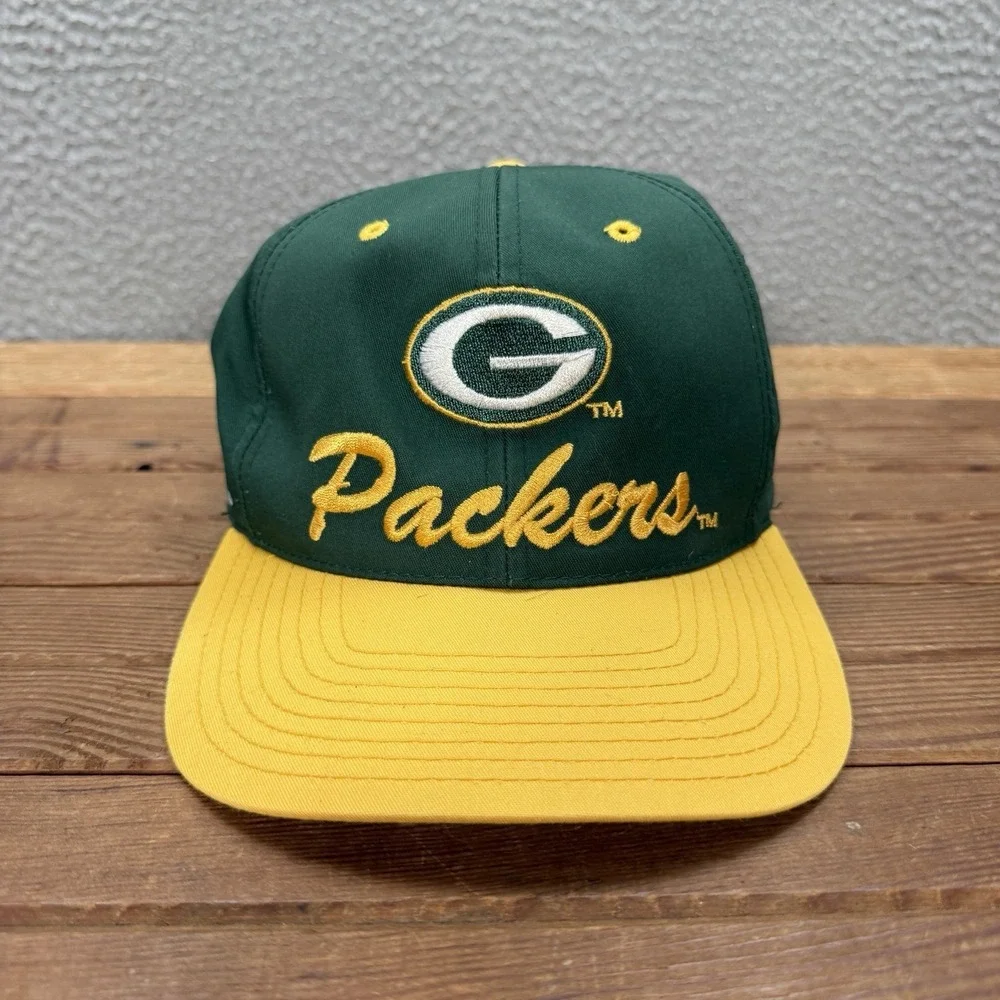 Vintage Green Bay Packers Hat Adult Green Snapback Cap Embroidered 90s Y2K